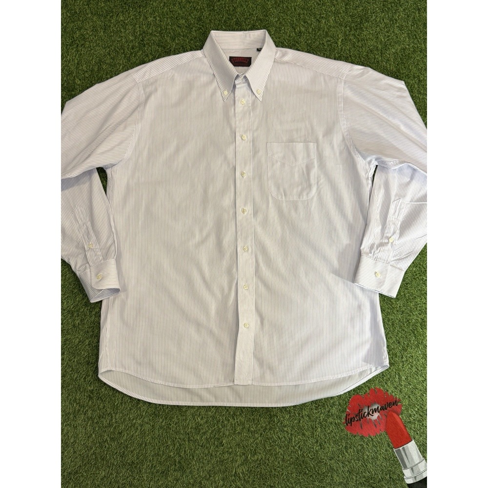 O'Connell's Button Down Shirt 16 1/2 - 34 Heavyweight Oxford Light Stripes Red